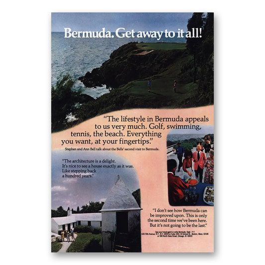 1979 Bermuda Get Away to It All Vintage Magazine Print Ad