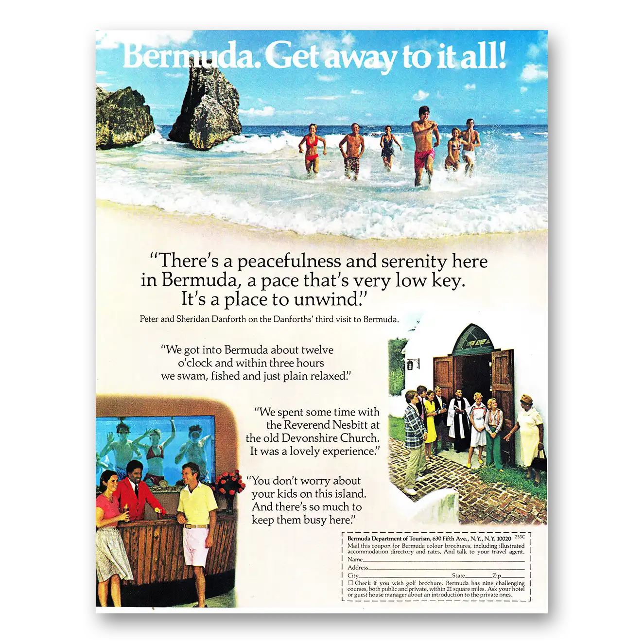 1979 Bermuda Devonshire Church Get Away Vintage Magazine Print Ad