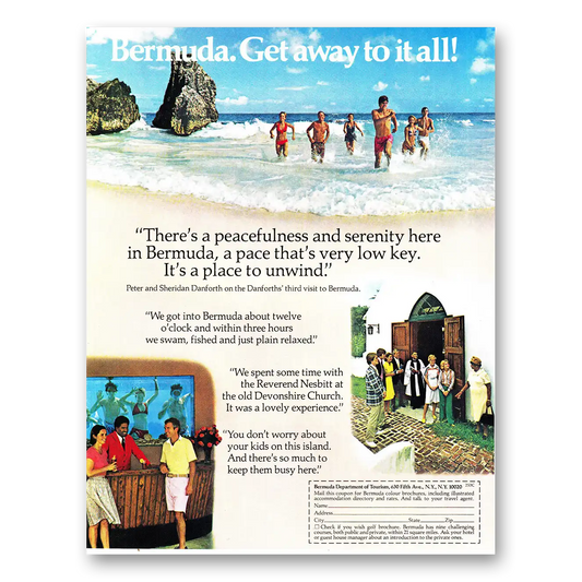 1979 Bermuda Devonshire Church Get Away Vintage Magazine Print Ad