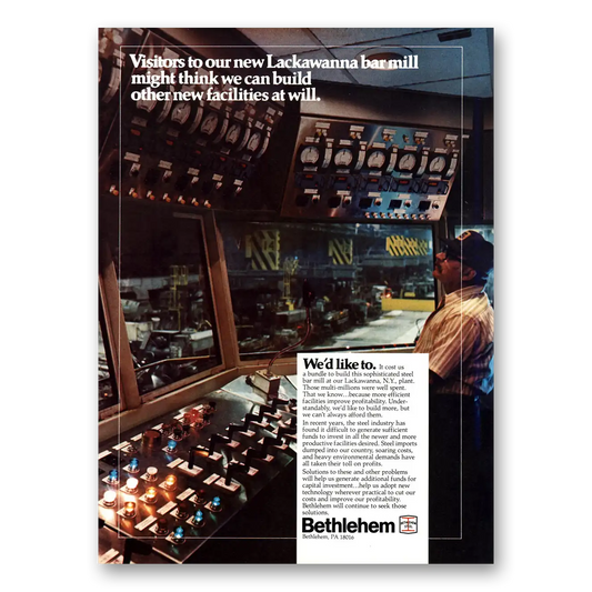 1979 Bethlehem Steel Lackawanna Bar Mill Vintage Magazine Print Ad