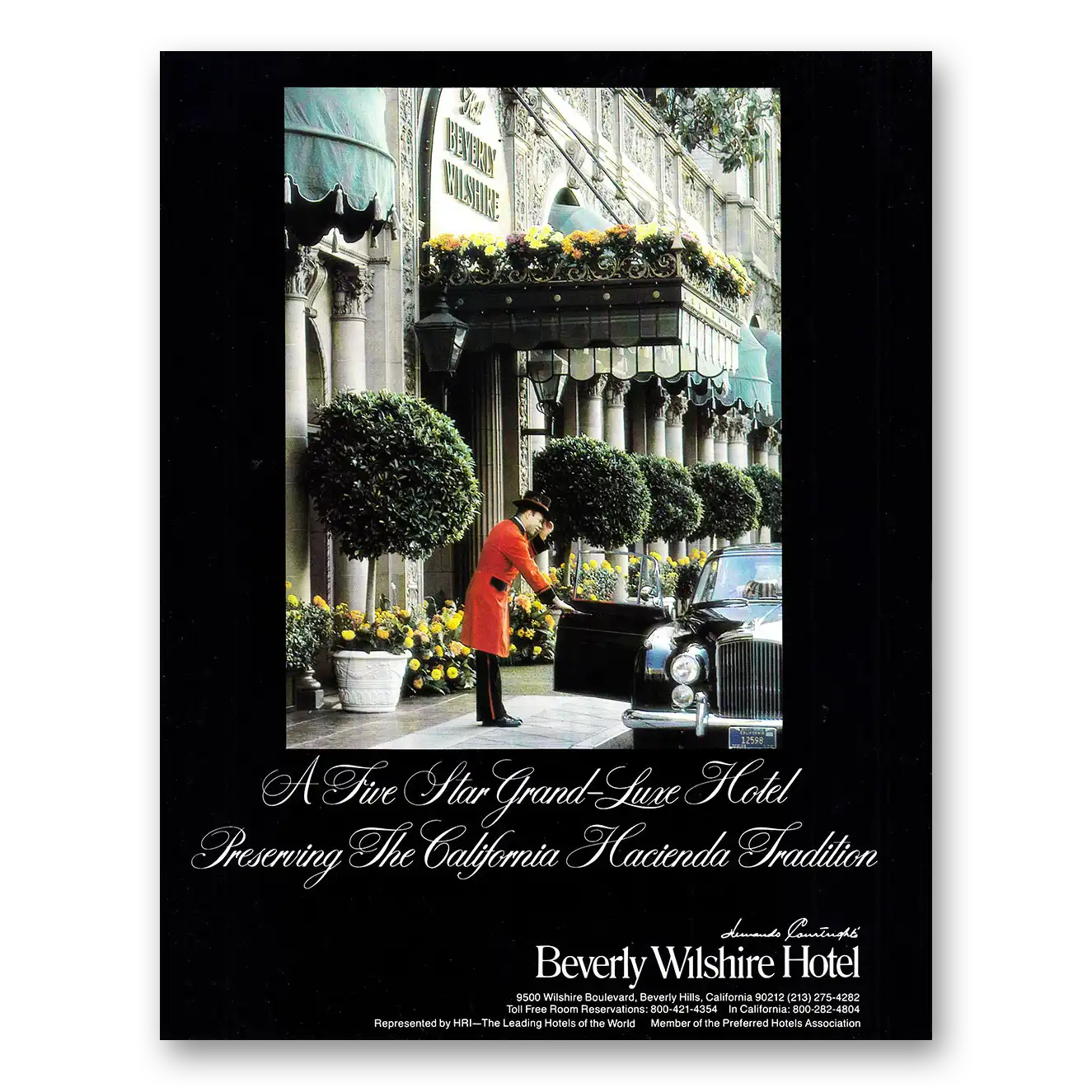 1979 Beverly Wilshire Hotel Five Star Grand Luxe Hotel California Hacienda Vintage Magazine Print Ad