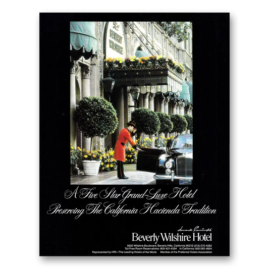 1979 Beverly Wilshire Hotel Five Star Grand Luxe Hotel California Hacienda Vintage Magazine Print Ad