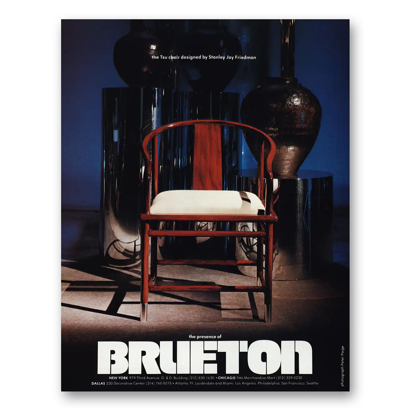 1979 Brueton Chairs Tsu Chair Stanley Jay Friedman Vintage Magazine Print Ad