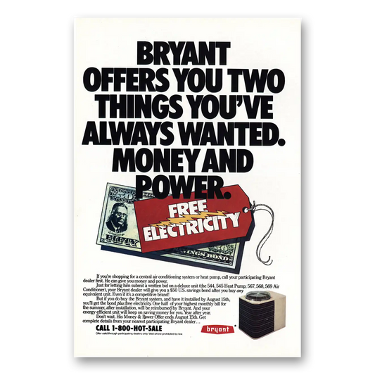 1979 Bryant Air Conditioning Money and Power Vintage Magazine Print Ad