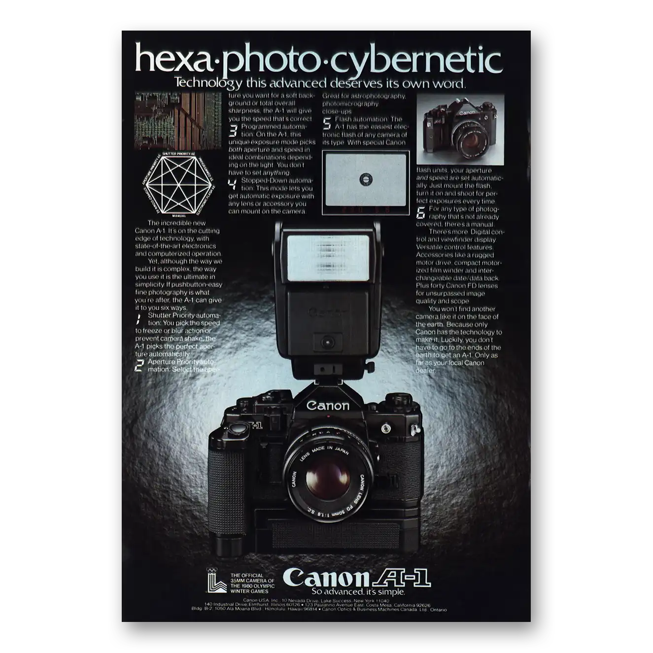 1979 Canon Camera Hexa Photo Vintage Magazine Print Ad