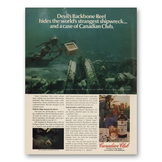 1979 Canadian Club Devils Backbone Reef Vintage Magazine Print Ad