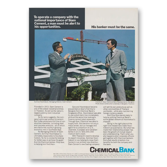 1979 Chemical Bank National Importance of Siam Cement Vintage Magazine Print Ad