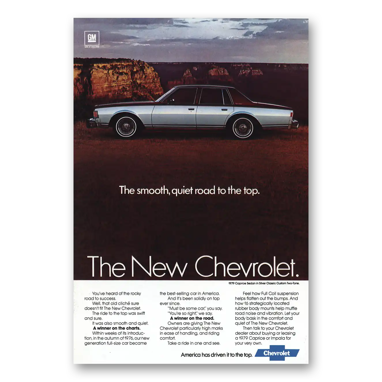 1979 Chevrolet Caprice Smooth Quiet Road to the Top Vintage Magazine Print Ad