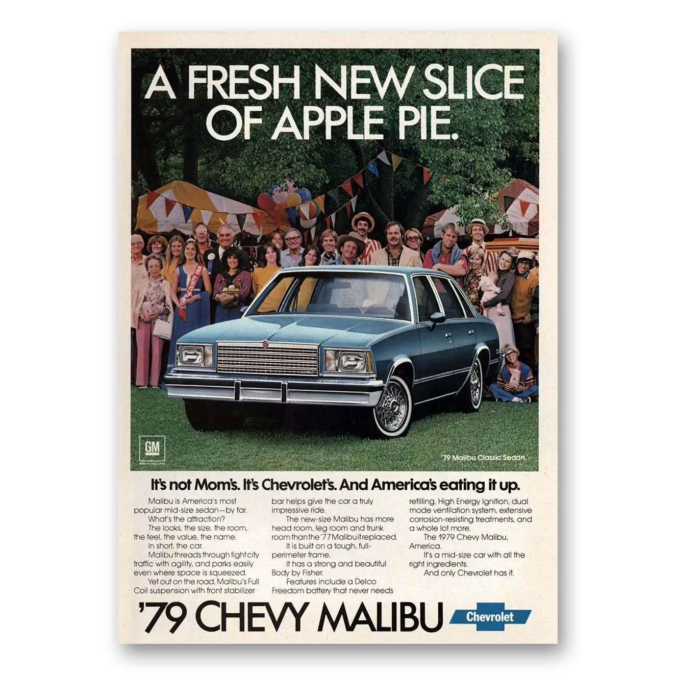 1979 Chevrolet Malibu New Slice of Apple Pie Not Moms Vintage Magazine Print Ad