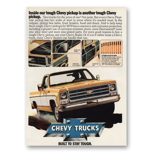 1978 Chevrolet Pickup Inside Our Tough Chevy Pickup Vintage Magazine Print Ad