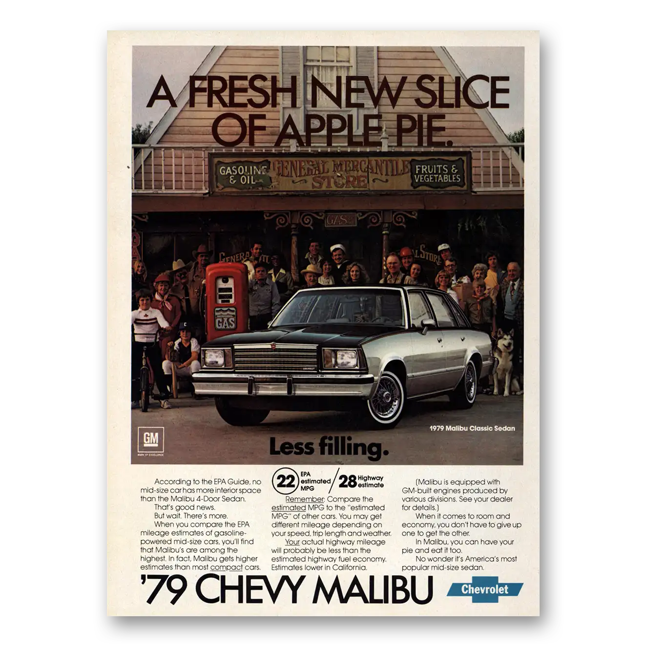 1979 Chevrolet Malibu New Slice of Apple Pie Vintage Magazine Print Ad