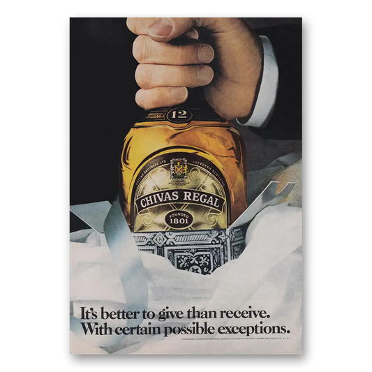 1979 Chivas Regal Better To Give Than Receive Vintage Magazine Print Ad