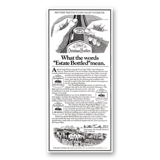 1979 Christian Brothers What the Words Estate Bottled Mean Vintage Magazine Print Ad