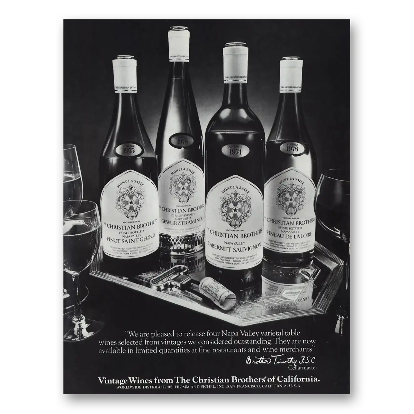 1979 Christian Brothers Napa Valley Varietal Table Wines Vintage Magazine Print Ad