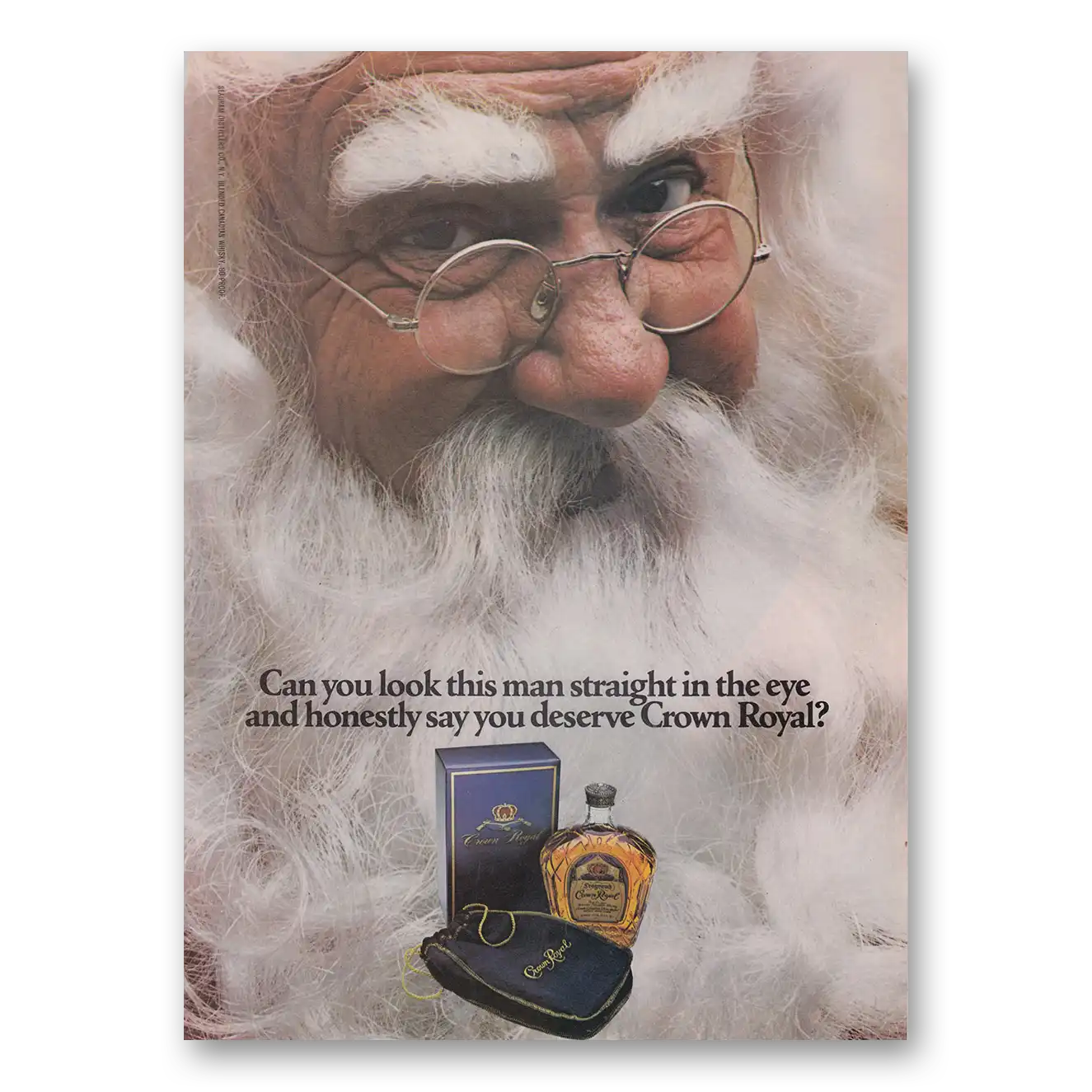 1979 Crown Royal Look This Man Straight in the Eye Santa Vintage Magazine Print Ad