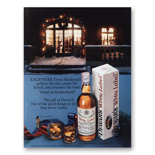 1979 Dewars White Label Each Year Ewan Macdonald Gathers His Clan Vintage Magazine Print Ad