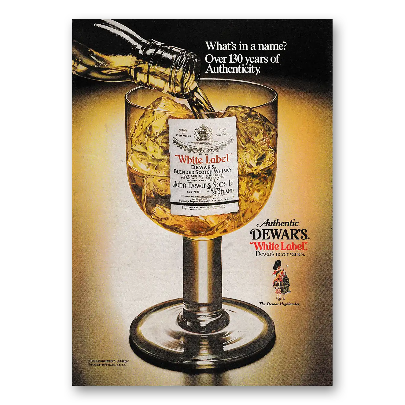 1979 Dewars White Label Whats In a Name Vintage Magazine Print Ad