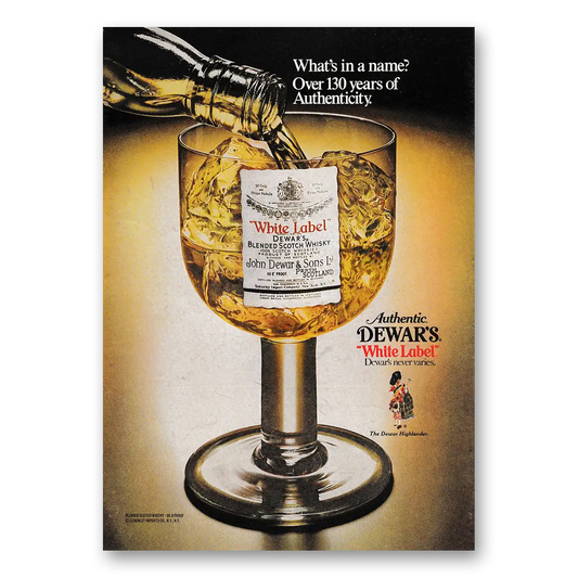 1979 Dewars White Label Whats In a Name Vintage Magazine Print Ad