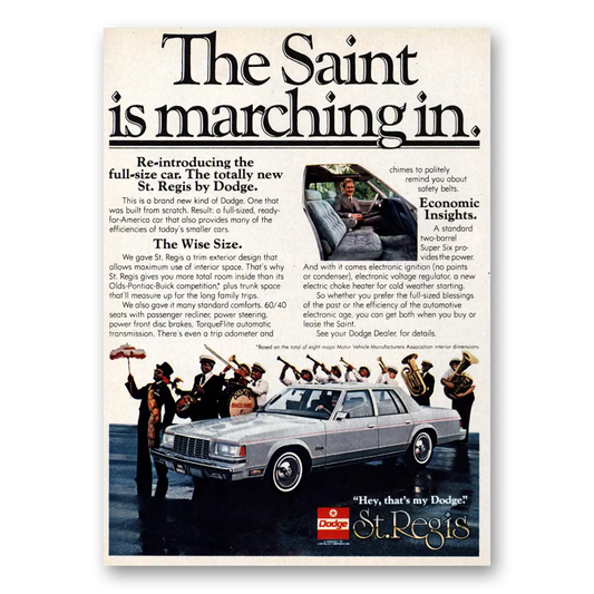 1978 Dodge St Regis Saint Is Marching In Vintage Magazine Print Ad