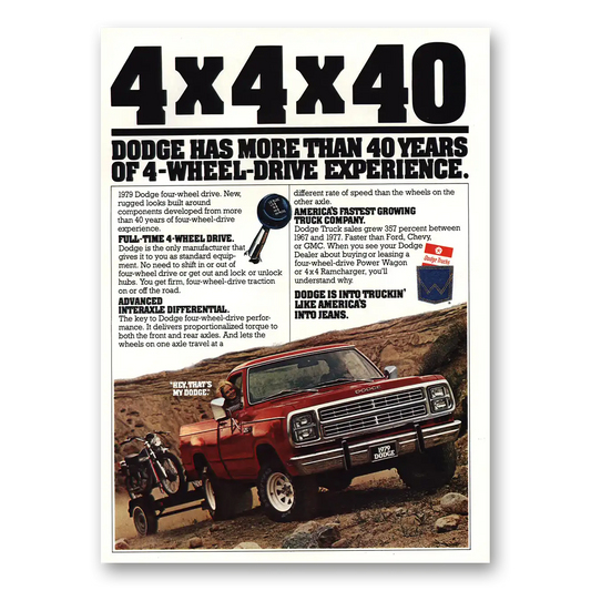 1978 Dodge Trucks Drive Experience Vintage Magazine Print Ad