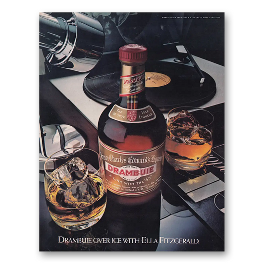 1979 Drambuie Over Ice With Ella Fitzgerald Vintage Magazine Print Ad