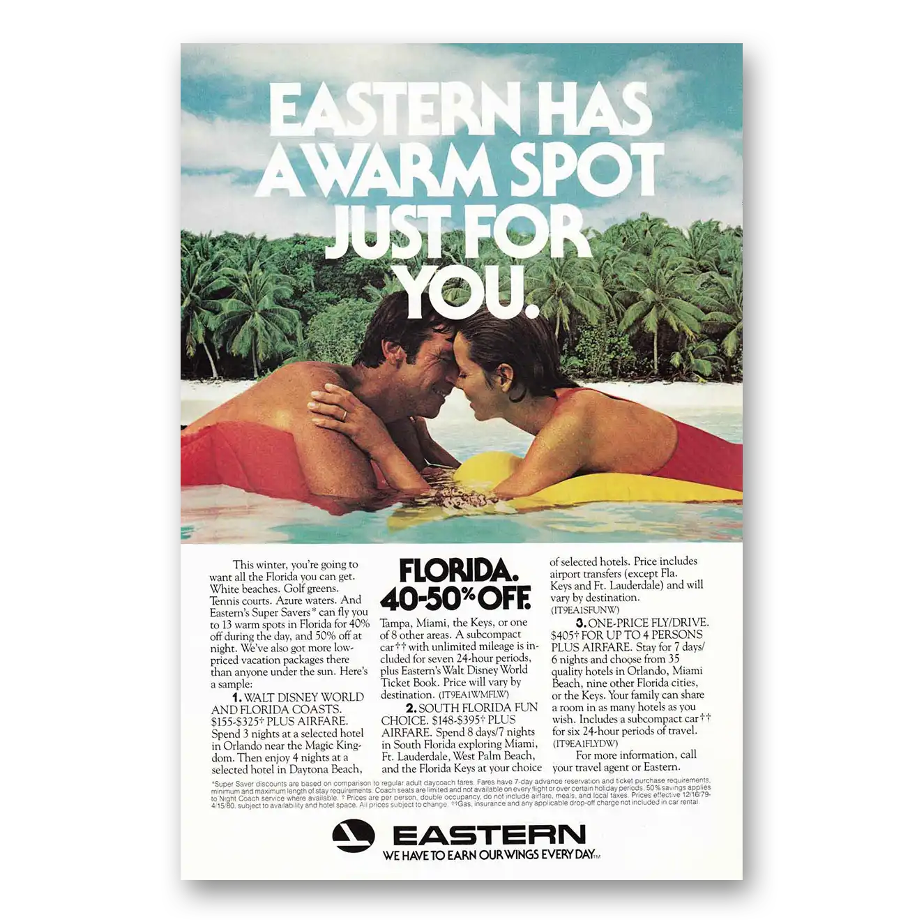 1979 Eastern Airlines Eastern Has a Warm Spot Vintage Magazine Print Ad