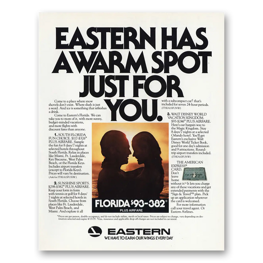 1979 Eastern Airlines Warm Spot Just for You Vintage Magazine Print Ad