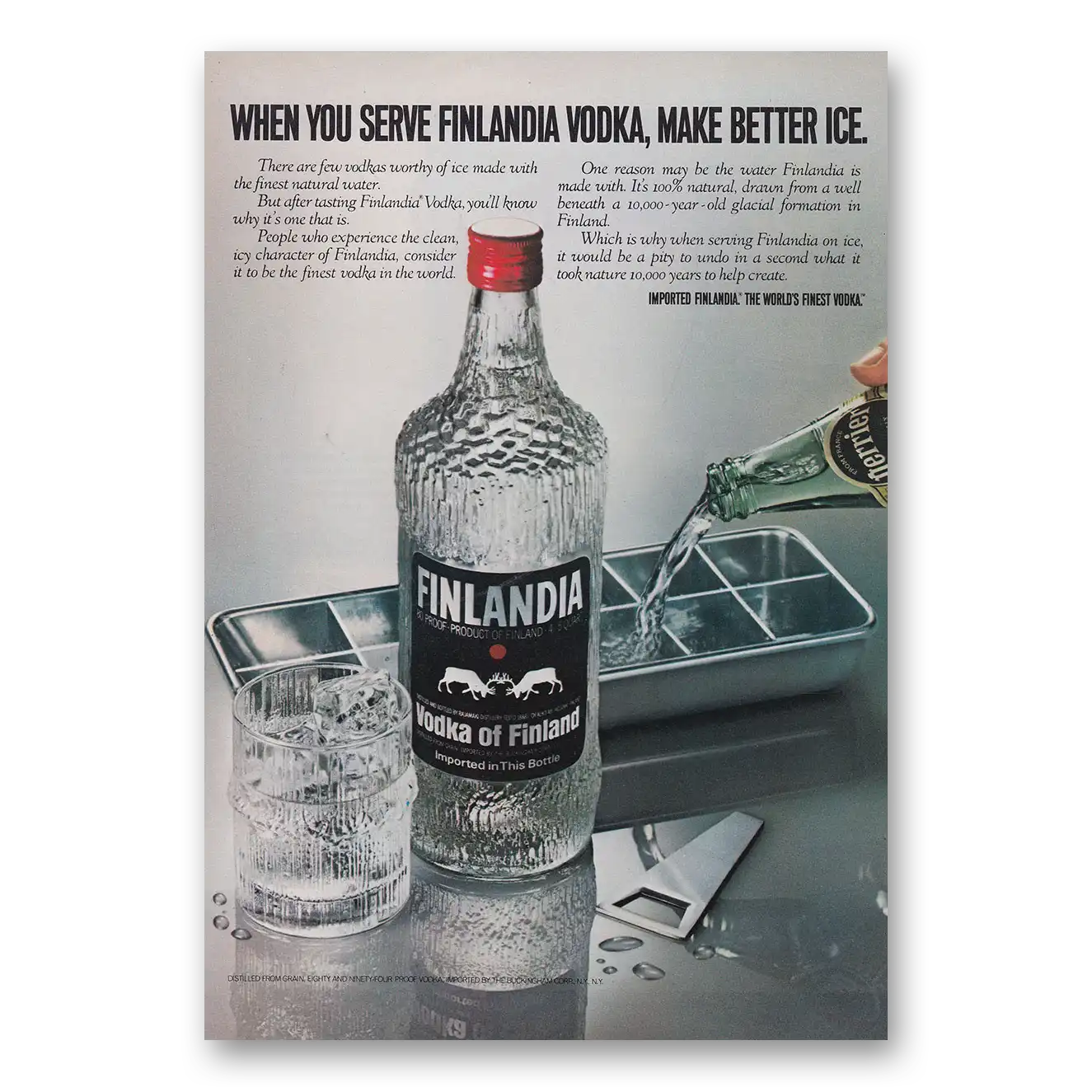 1979 Finlandia Vodka Make Better Ice Vintage Magazine Print Ad