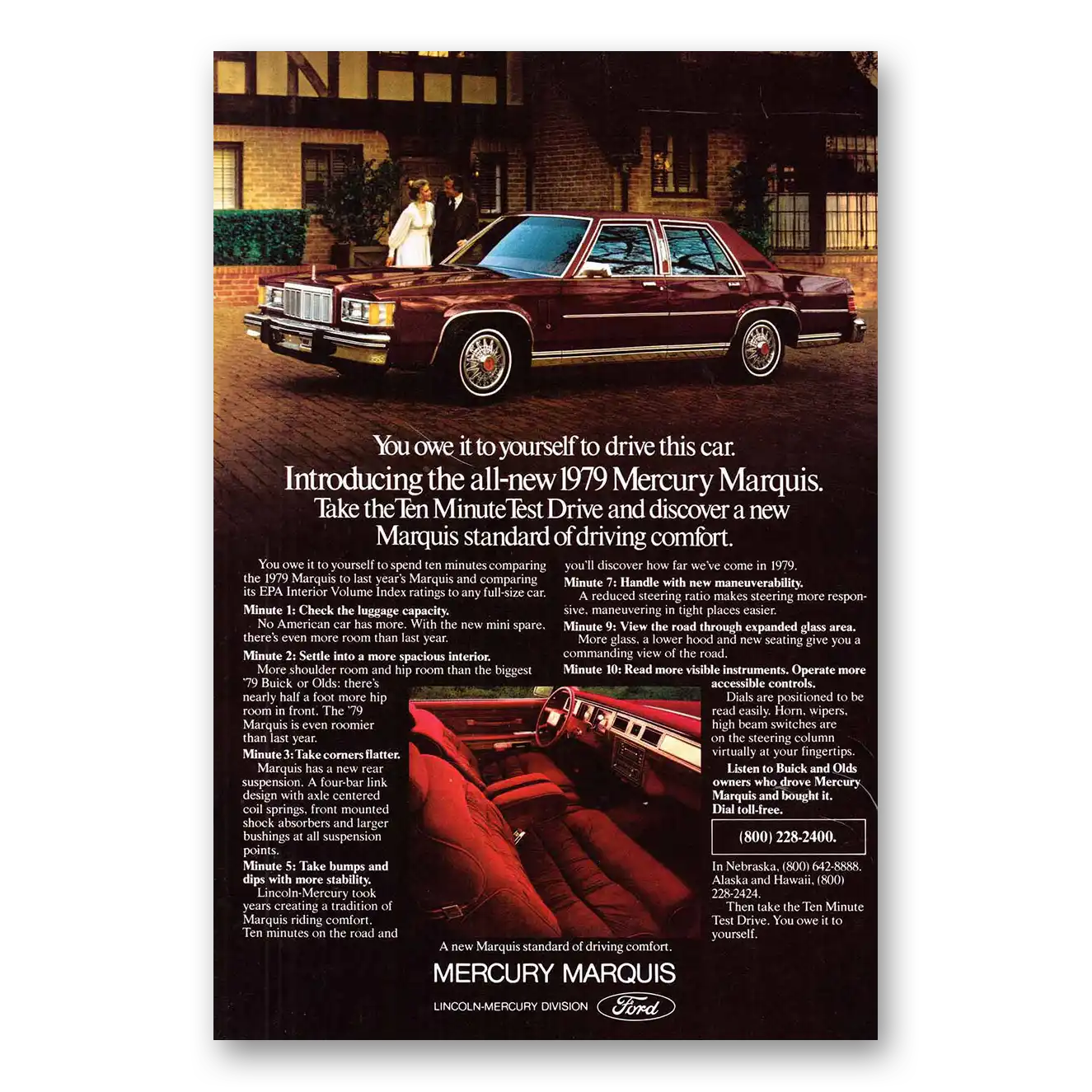 1979 Mercury Marquis Ten Minute Test Driver Vintage Magazine Print Ad