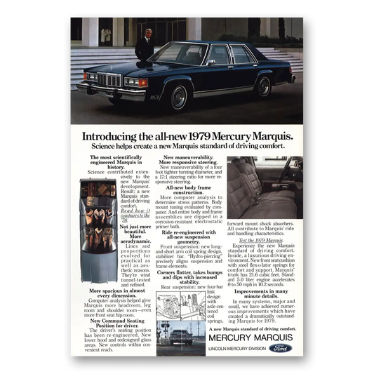 1978 Mercury Marquis Science Helps Create Vintage Magazine Print Ad