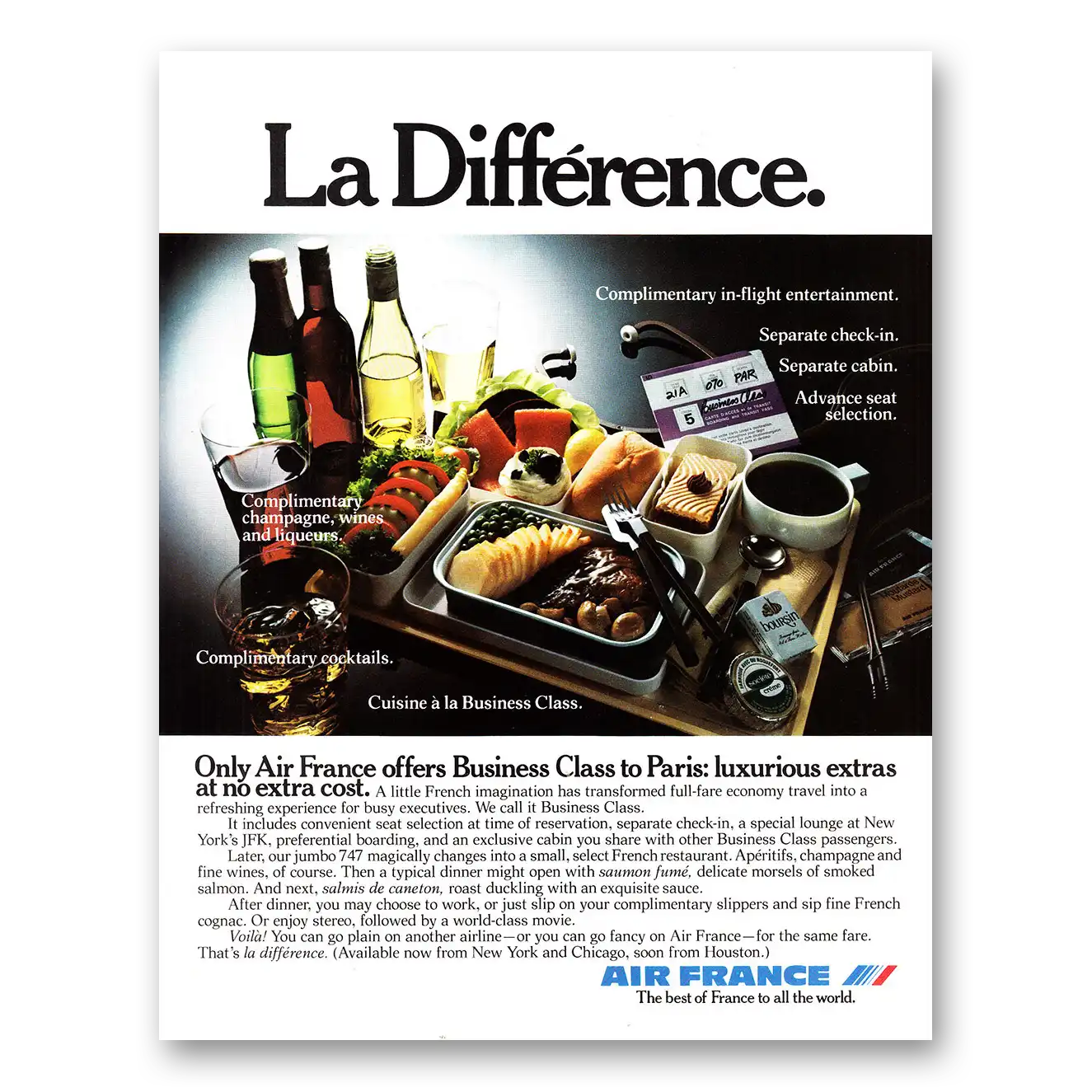 1979 Air France La Difference In Flight Entertainment Vintage Magazine Print Ad