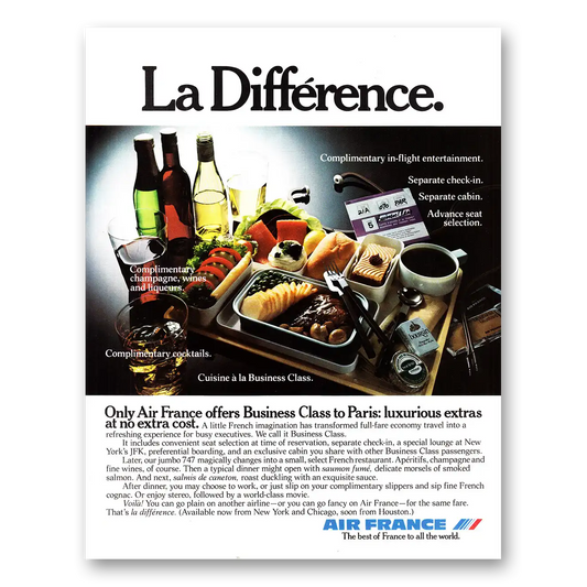 1979 Air France La Difference In Flight Entertainment Vintage Magazine Print Ad