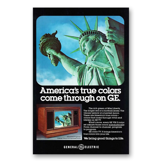 1979 General Electric Television Statue of Liberty True Colors Vintage Magazine Print Ad