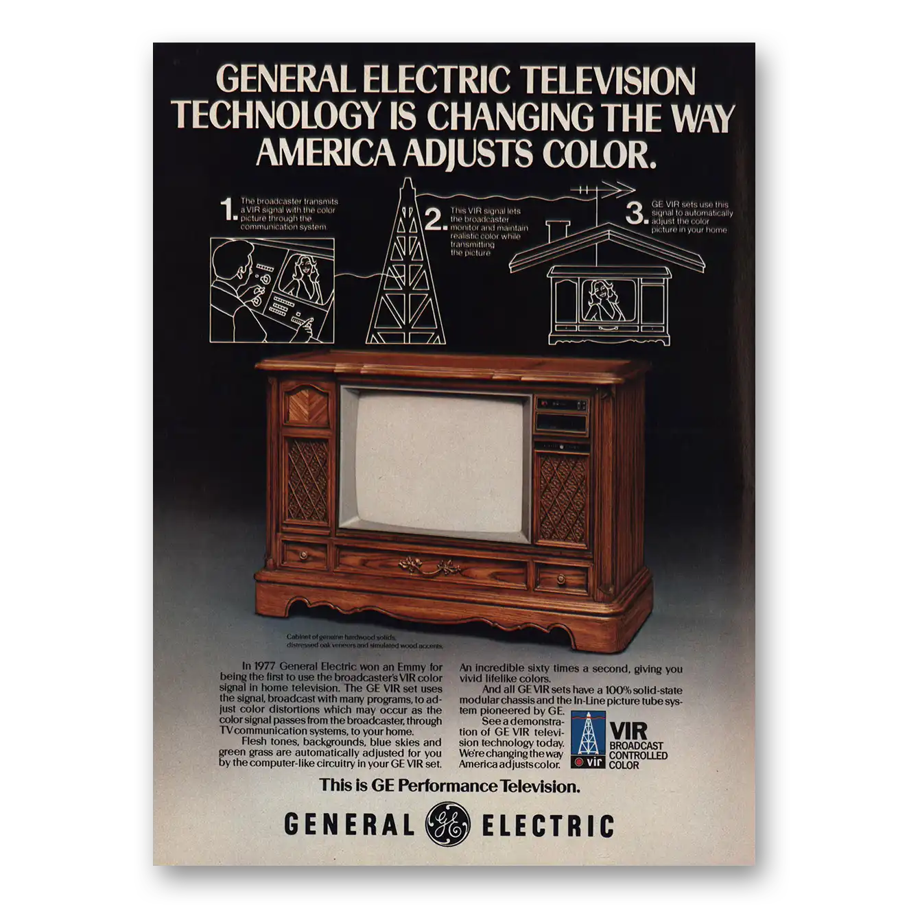 1979 General Electric Television America Adjusts Color Vintage Magazine Print Ad