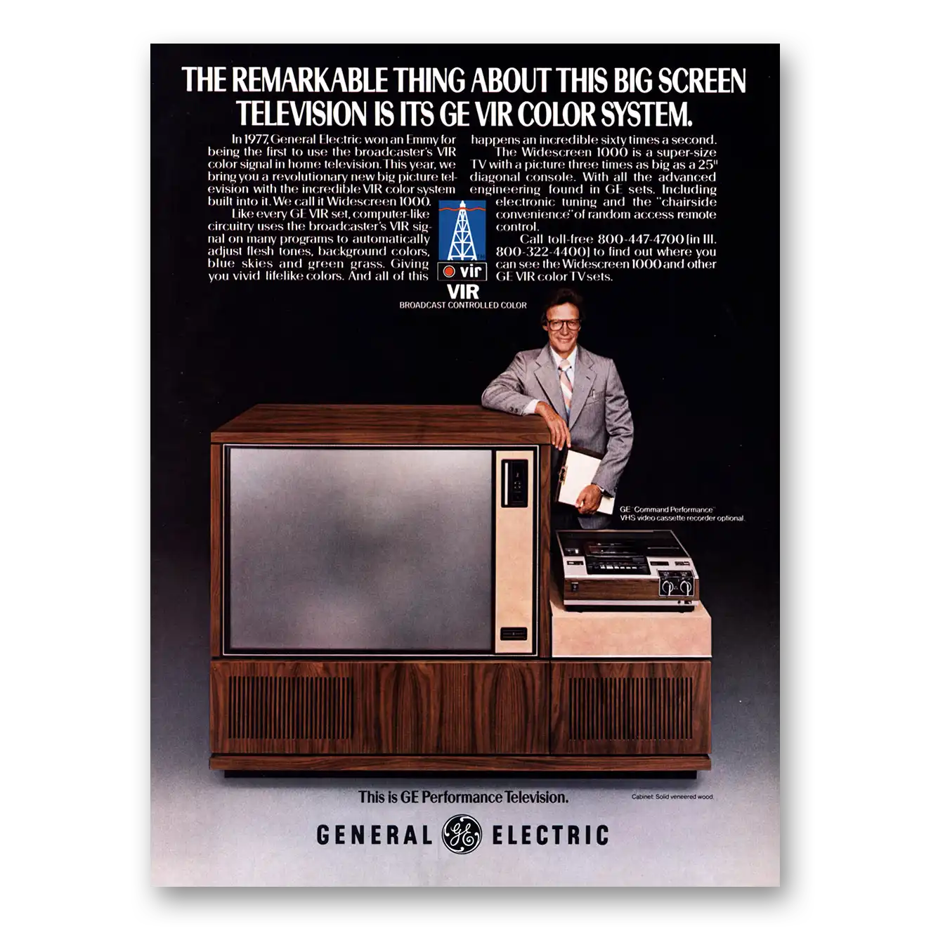 1979 General Electric Television Big Screen Television Vintage Magazine Print Ad