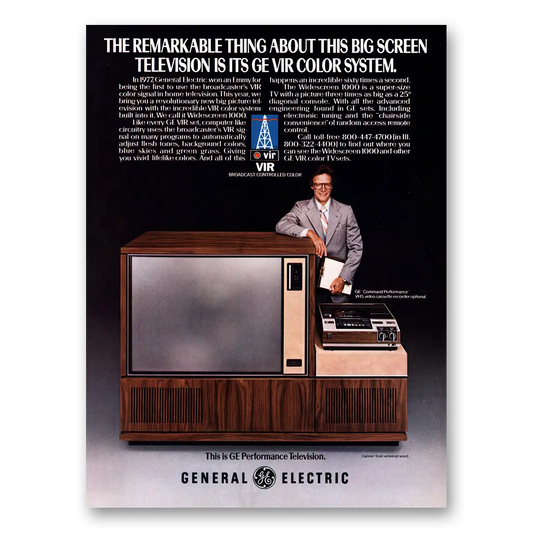 1979 General Electric Television Big Screen Television Vintage Magazine Print Ad