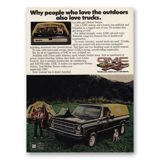 1978 GMC Trucks People Who Love the Outdoors Vintage Magazine Print Ad