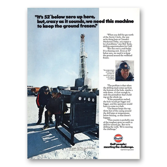 1979 Gulf Oil Mackenzie Delta 52 Below Zero Vintage Magazine Print Ad