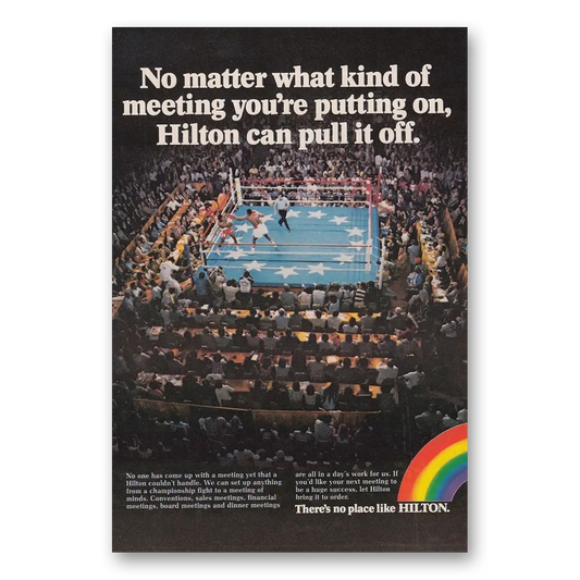 1979 Hilton Hotels Kind of Meeting You're Putting On Boxing Vintage Magazine Print Ad