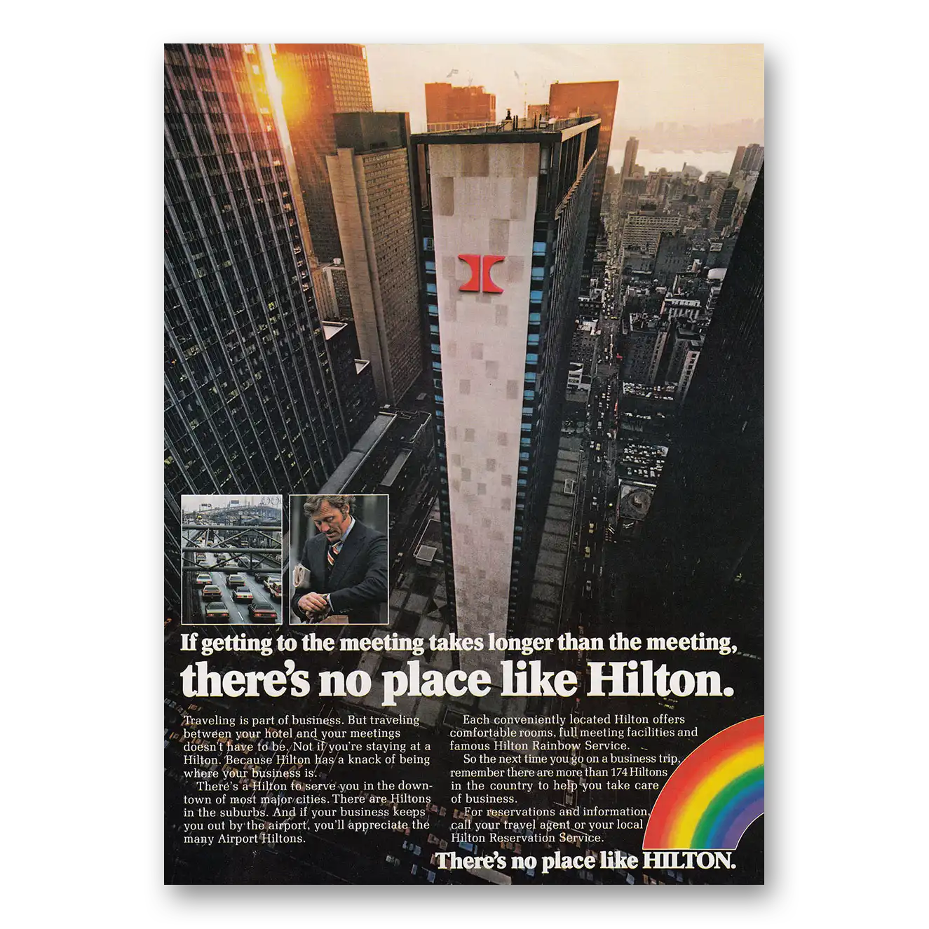 1979 Hilton Hotels Getting to the Meeting Vintage Magazine Print Ad