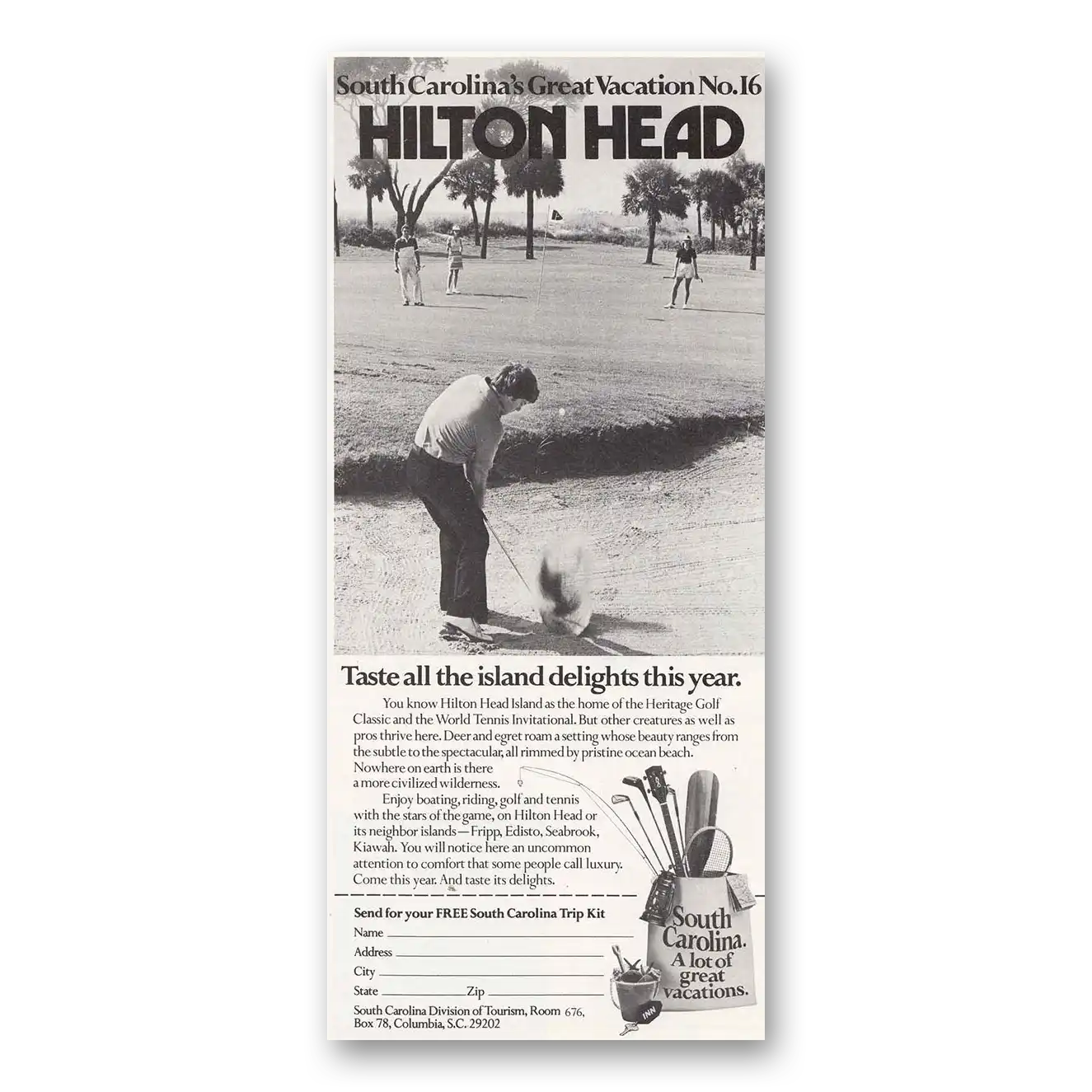 1979 Hilton Head South Carolina Great Vacation No 16 Vintage Magazine Print Ad