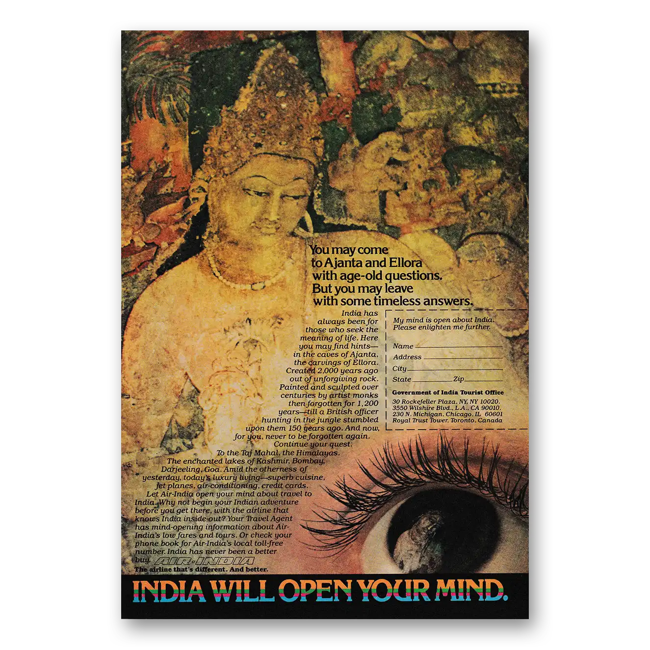 1979 India You May Come to Ajanta and Ellora Vintage Magazine Print Ad