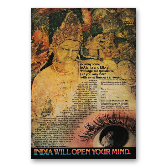 1979 India You May Come to Ajanta and Ellora Vintage Magazine Print Ad