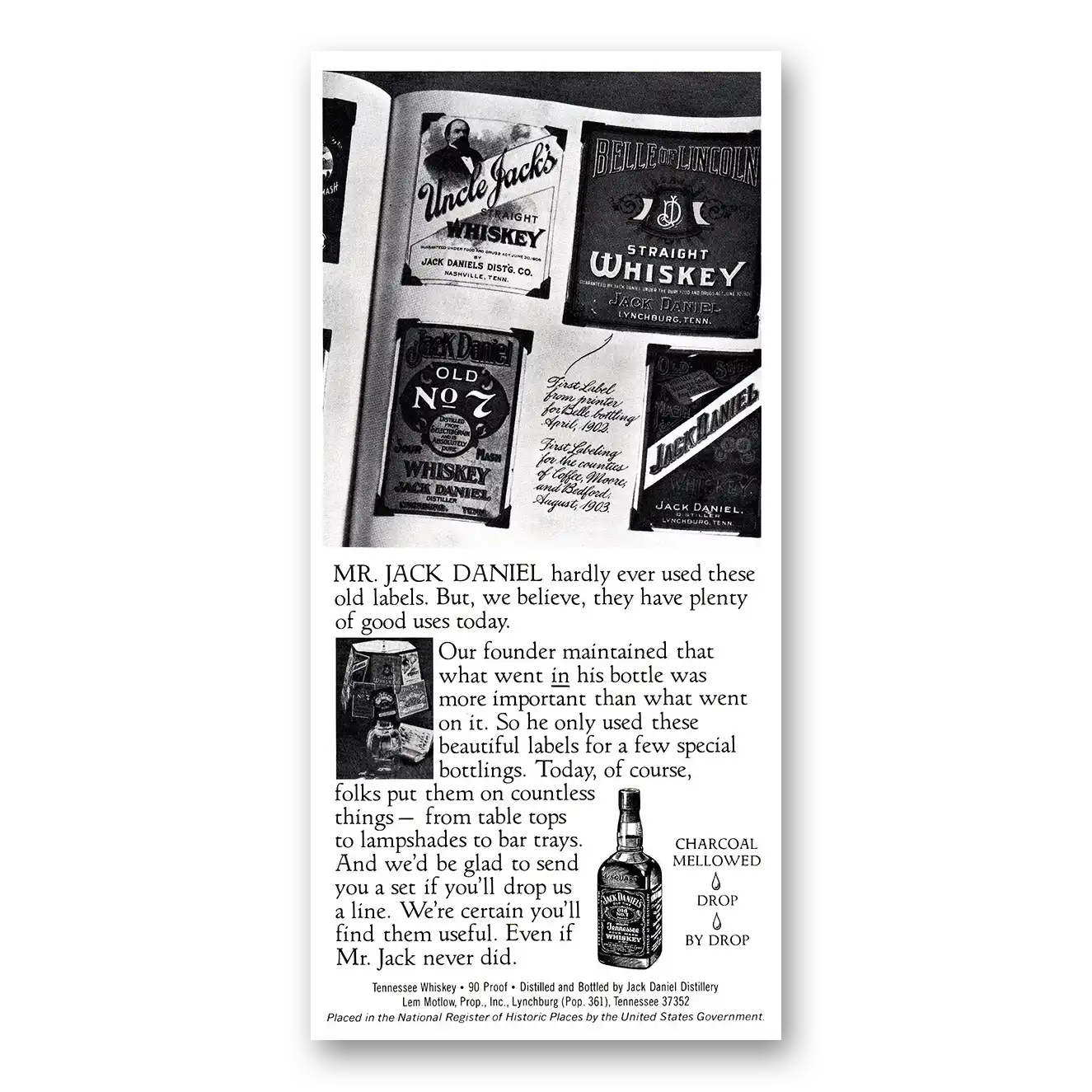 1979 Jack Daniels Hardly Ever Used These Old Labels Vintage Magazine Print Ad