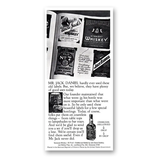 1979 Jack Daniels Hardly Ever Used These Old Labels Vintage Magazine Print Ad