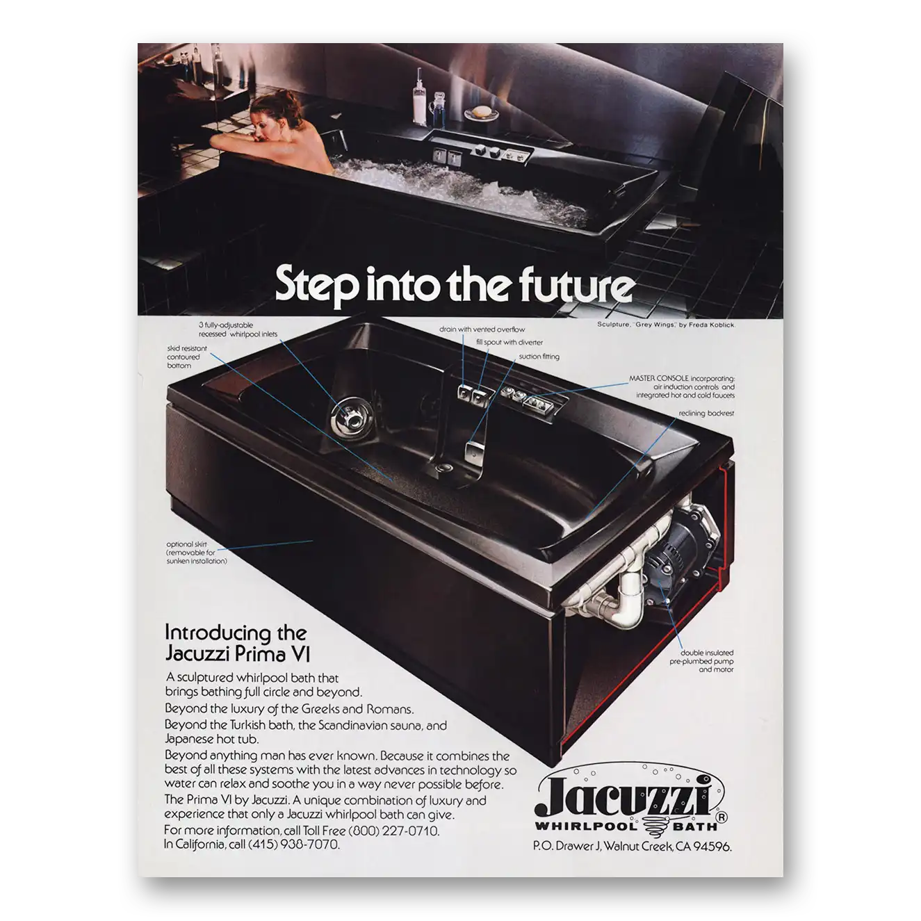 1979 Jacuzzi Prima VI Step Into the Future Vintage Magazine Print Ad