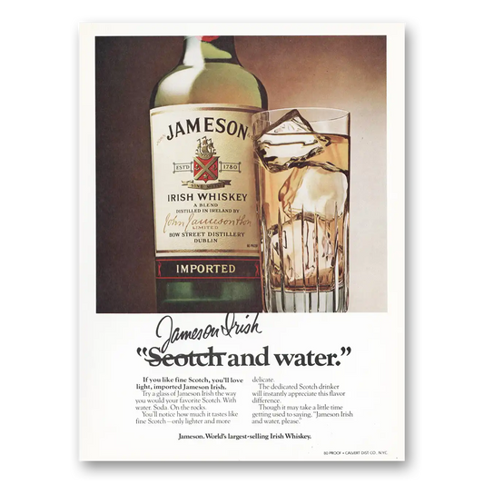 1980 Jameson Whiskey Scotch and Water Vintage Magazine Print Ad