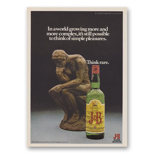 1979 J&B Scotch Whisky Think of Simple Pleasures Think Rare Vintage Magazine Print Ad