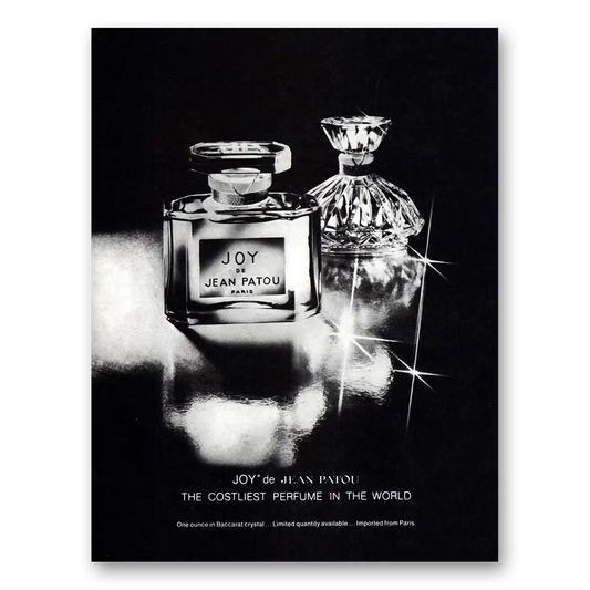 1979 Joy de Jean Patou Perfume Costliest Perfume in the World Vintage Magazine Print Ad