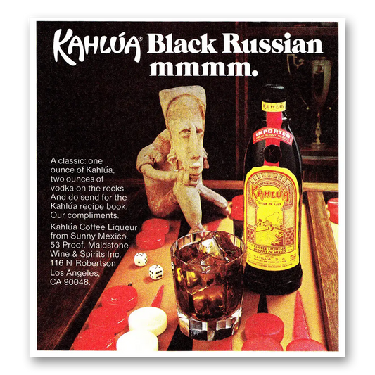 1979 Kahlua Black Russian Mmm Backgammon Vintage Magazine Print Ad